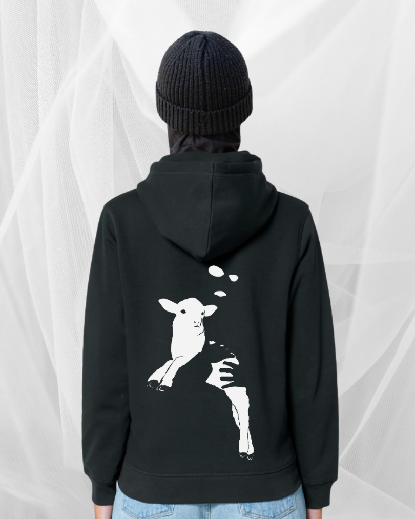 Lamm-Hoodie Schwarz