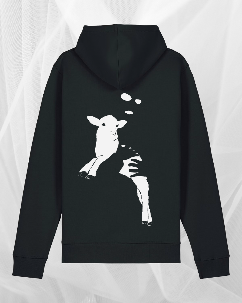 Lamm-Hoodie Schwarz