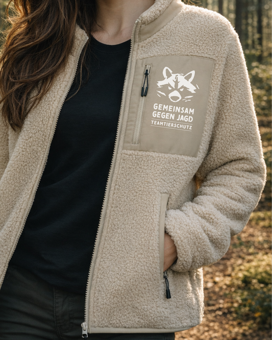 Unisex "Gemeinsam gegen Jagd" Sherpa-Jacke