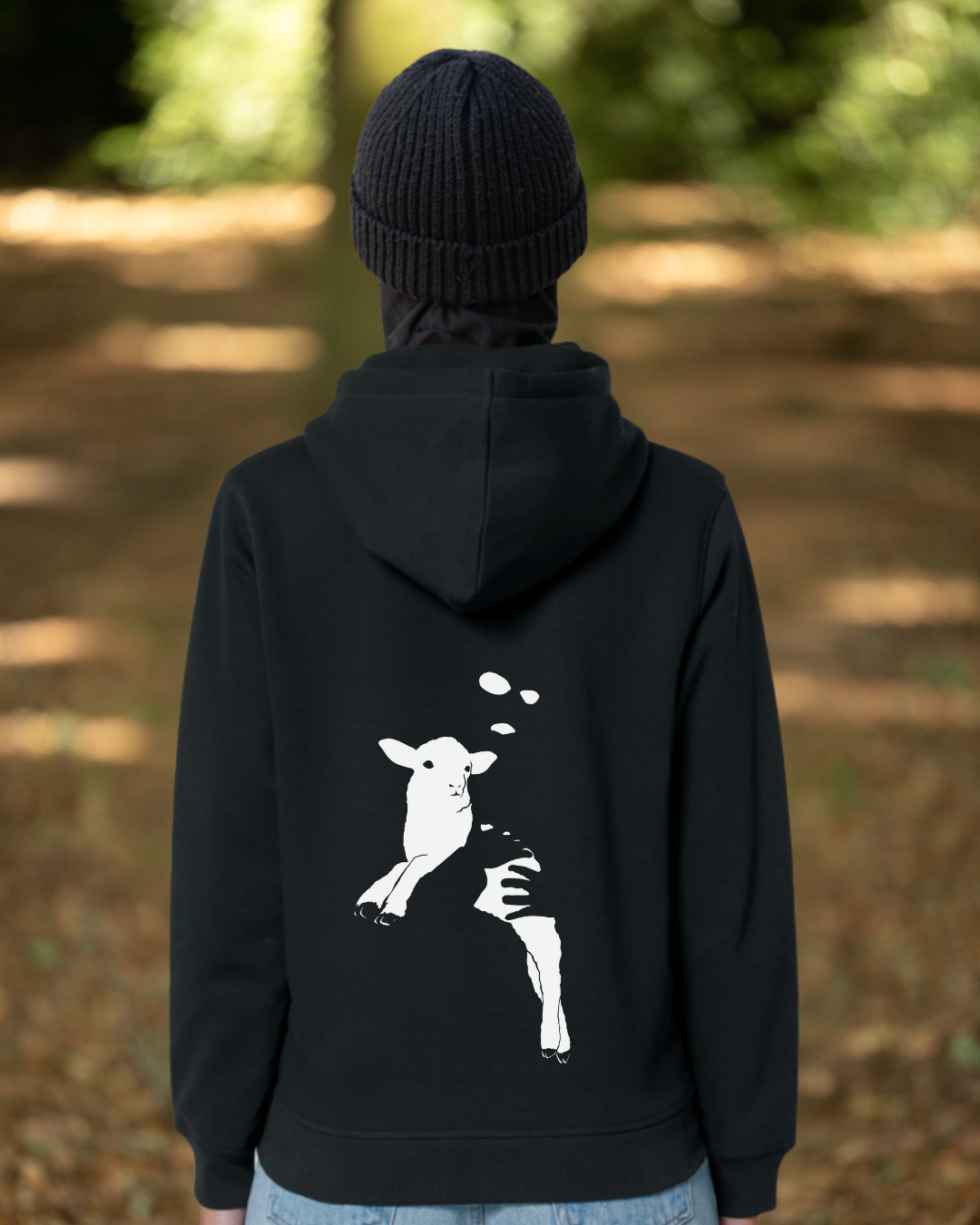 Lamm-Hoodie Schwarz